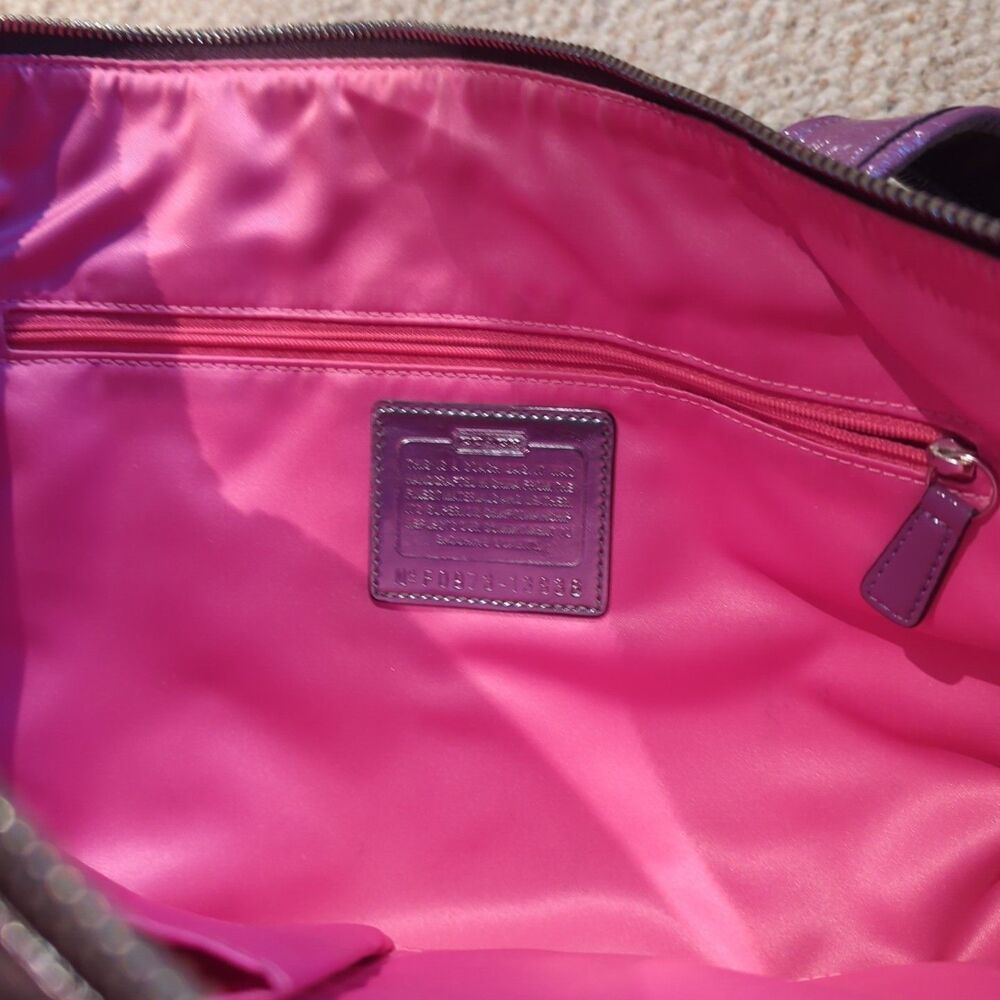 Coach Poppy Shoulder Tote Bag Raspberry Purple Patent Leather Purse F20973-13876 - Picture 6 of 10